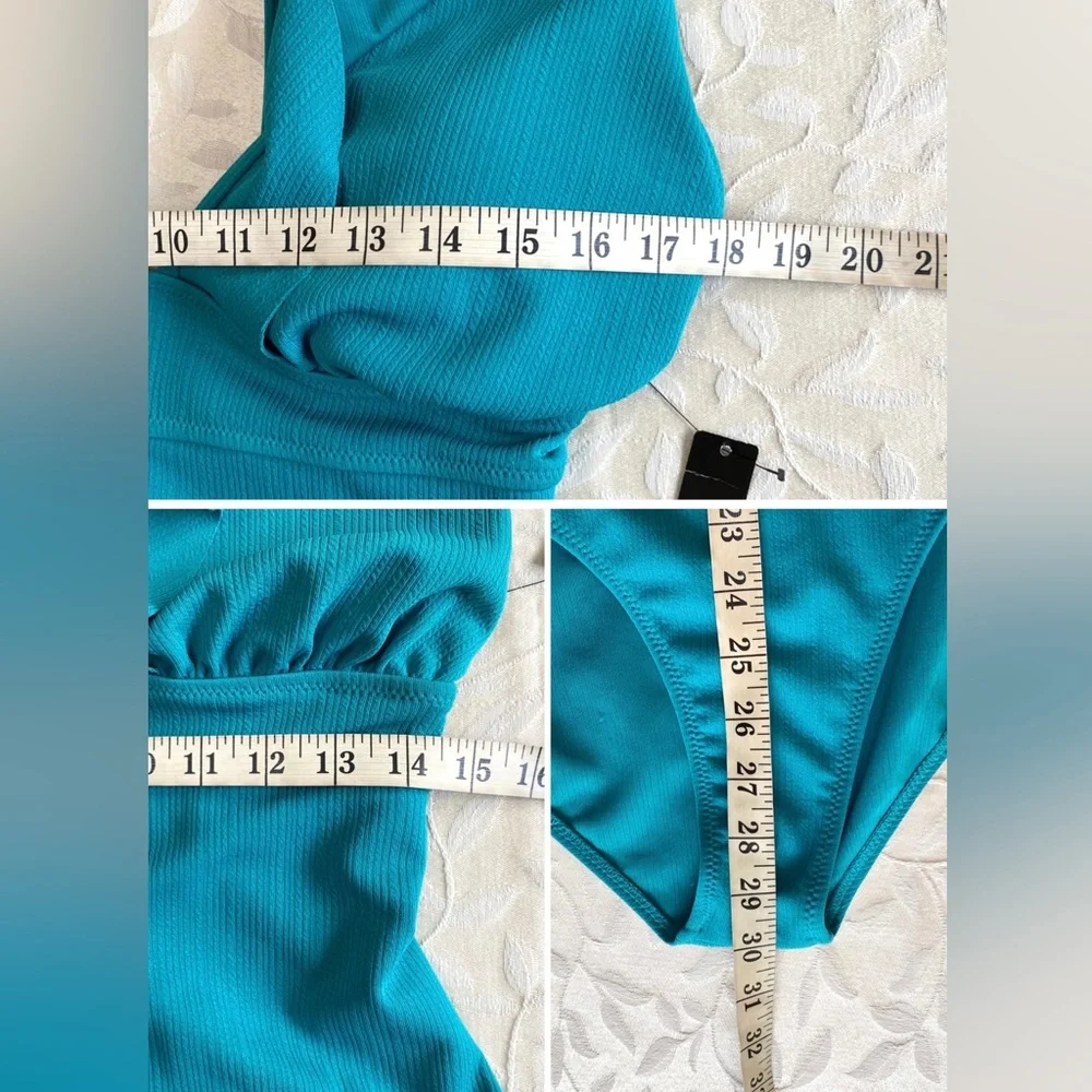 🆕 Coco Cabaña Swimsuit Women’s XL Teal Blue Ruffle V-Neck One Piece Bathing Suit
